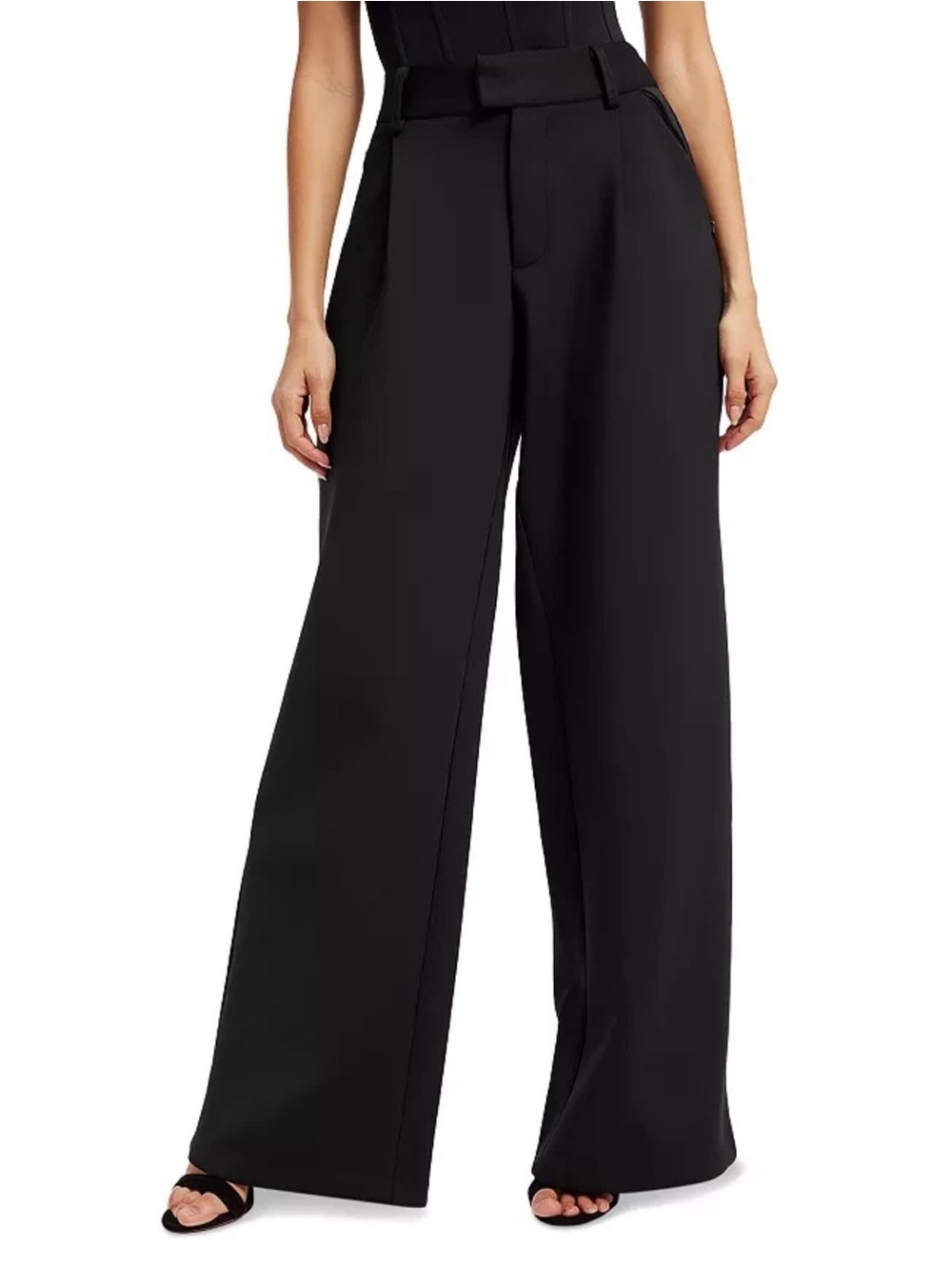 Good American Scuba Black High Rise Wide Leg Trousers